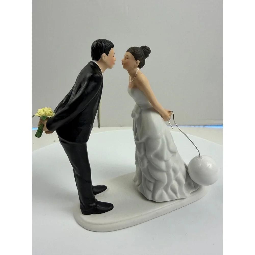 Weddingstar Ball and Chain Funny Wedding Cake Topper Porcelain Figurine Rare